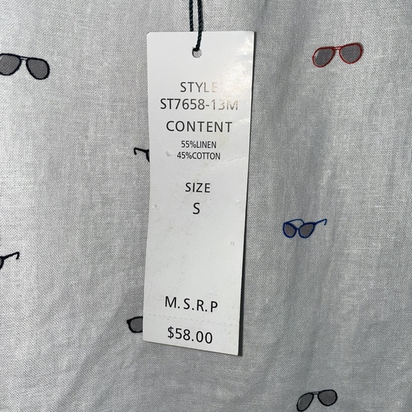 NWT For Cynthia Sunglass Pattern Linen Blend Tank Size Small - Picture 3 of 5